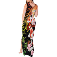 Hawaiian and Japanese Tank Maxi Dress Koi Fish With Kanaka Polynesian Tattoo - Polynesian Pride