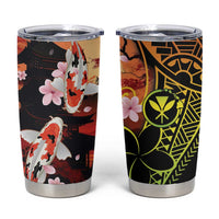 Hawaiian and Japanese Tumbler Cup Koi Fish With Kanaka Polynesian Tattoo - Polynesian Pride
