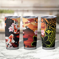 Hawaiian and Japanese Tumbler Cup Koi Fish With Kanaka Polynesian Tattoo - Polynesian Pride
