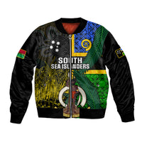Personalised South Sea Islanders Bomber Jacket Kanakas With Vanuatu Coat Of Arms LT14 Unisex Black - Polynesian Pride