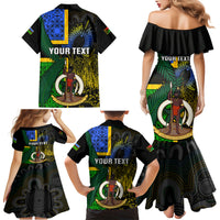 Personalised South Sea Islanders Family Matching Mermaid Dress and Hawaiian Shirt Kanakas With Vanuatu Coat Of Arms LT14 - Polynesian Pride