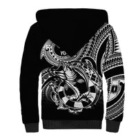 Personalised Polynesia Sherpa Hoodie Fish Hook Tattoo Go Fishing Polynesian Pattern Black LT14 - Polynesian Pride