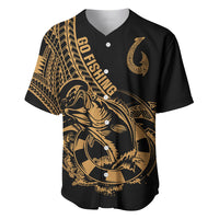 Polynesia Baseball Jersey Fish Hook Tattoo Go Fishing Polynesian Pattern Gold LT14 Gold - Polynesian Pride