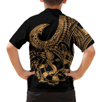 Polynesia Hawaiian Shirt Fish Hook Tattoo Go Fishing Polynesian Pattern Gold LT14 - Polynesian Pride