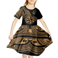 polynesia-kid-short-sleeve-dress-fish-hook-tattoo-go-fishing-polynesian-pattern-gold