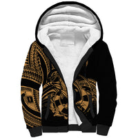 Polynesia Sherpa Hoodie Fish Hook Tattoo Go Fishing Polynesian Pattern Gold LT14 Unisex Gold - Polynesian Pride