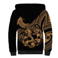Polynesia Sherpa Hoodie Fish Hook Tattoo Go Fishing Polynesian Pattern Gold LT14 - Polynesian Pride