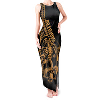 Polynesia Tank Maxi Dress Fish Hook Tattoo Go Fishing Polynesian Pattern Gold LT14 Women Gold - Polynesian Pride