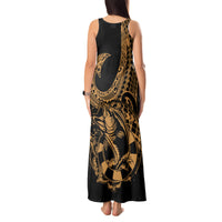 Polynesia Tank Maxi Dress Fish Hook Tattoo Go Fishing Polynesian Pattern Gold LT14 - Polynesian Pride