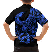 polynesia-family-matching-short-sleeve-bodycon-dress-and-hawaiian-shirt-fish-hook-tattoo-go-fishing-polynesian-pattern-blue