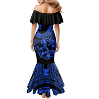 Polynesia Mermaid Dress Fish Hook Tattoo Go Fishing Polynesian Pattern Blue LT14 - Polynesian Pride