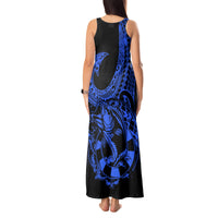 Polynesia Tank Maxi Dress Fish Hook Tattoo Go Fishing Polynesian Pattern Blue LT14 - Polynesian Pride