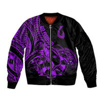 Polynesia Bomber Jacket Fish Hook Tattoo Go Fishing Polynesian Pattern Purple LT14 Unisex Purple - Polynesian Pride