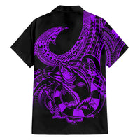 polynesia-family-matching-short-sleeve-bodycon-dress-and-hawaiian-shirt-fish-hook-tattoo-go-fishing-polynesian-pattern-purple