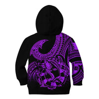 Polynesia Kid Hoodie Fish Hook Tattoo Go Fishing Polynesian Pattern Purple LT14 - Polynesian Pride
