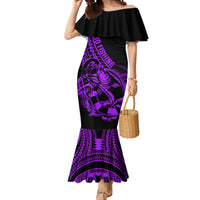 Polynesia Mermaid Dress Fish Hook Tattoo Go Fishing Polynesian Pattern Purple LT14 Women Purple - Polynesian Pride