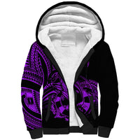 Polynesia Sherpa Hoodie Fish Hook Tattoo Go Fishing Polynesian Pattern Purple LT14 Unisex Purple - Polynesian Pride