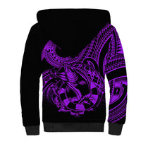 Polynesia Sherpa Hoodie Fish Hook Tattoo Go Fishing Polynesian Pattern Purple LT14 - Polynesian Pride