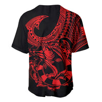 Polynesia Baseball Jersey Fish Hook Tattoo Go Fishing Polynesian Pattern Red LT14 - Polynesian Pride