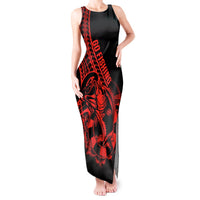 Polynesia Tank Maxi Dress Fish Hook Tattoo Go Fishing Polynesian Pattern Red LT14 Women Red - Polynesian Pride