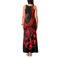 Polynesia Tank Maxi Dress Fish Hook Tattoo Go Fishing Polynesian Pattern Red LT14 - Polynesian Pride