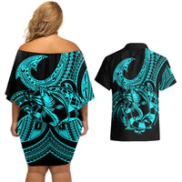 polynesia-couples-matching-off-shoulder-short-dress-and-hawaiian-shirt-fish-hook-tattoo-go-fishing-polynesian-pattern-turquosie