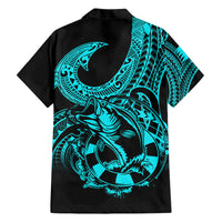 Polynesia Hawaiian Shirt Fish Hook Tattoo Go Fishing Polynesian Pattern Turquosie LT14 - Polynesian Pride