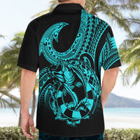 Polynesia Hawaiian Shirt Fish Hook Tattoo Go Fishing Polynesian Pattern Turquosie LT14 - Polynesian Pride