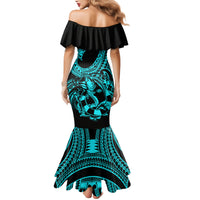 Polynesia Mermaid Dress Fish Hook Tattoo Go Fishing Polynesian Pattern Turquosie LT14 - Polynesian Pride