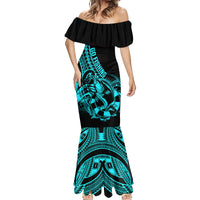 Polynesia Mermaid Dress Fish Hook Tattoo Go Fishing Polynesian Pattern Turquosie LT14 - Polynesian Pride