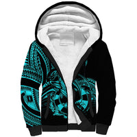 Polynesia Sherpa Hoodie Fish Hook Tattoo Go Fishing Polynesian Pattern Turquosie LT14 Unisex Turquoise - Polynesian Pride