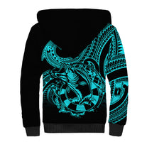 Polynesia Sherpa Hoodie Fish Hook Tattoo Go Fishing Polynesian Pattern Turquosie LT14 - Polynesian Pride