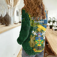 Solomon Islands Women Casual Shirt Tropical Leaves With Melanesian Pattern LT14 - Polynesian Pride