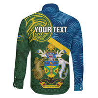 Personalised Solomon Islands Family Matching Tank Maxi Dress and Hawaiian Shirt Tropical Leaves With Melanesian Pattern LT14 - Polynesian Pride