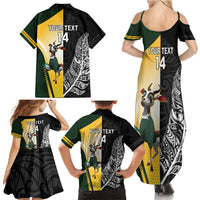 New Zealand and South Africa Rugby Custom Family Matching Summer Maxi Dress and Hawaiian Shirt Maori Silver Fern Springbok Together - Polynesian Pride