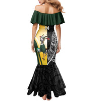New Zealand and South Africa Rugby Custom Mermaid Dress Maori Silver Fern Springbok Together - Polynesian Pride