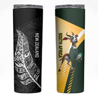 New Zealand and South Africa Rugby Skinny Tumbler Maori Silver Fern Springbok Together - Polynesian Pride