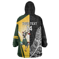 New Zealand and South Africa Rugby Custom Wearable Blanket Hoodie Maori Silver Fern Springbok Together - Polynesian Pride