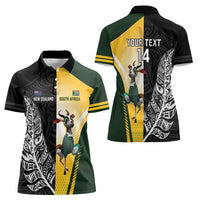 New Zealand and South Africa Rugby Custom Women Polo Shirt Maori Silver Fern Springbok Together - Polynesian Pride