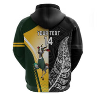 New Zealand and South Africa Rugby Custom Zip Hoodie Maori Silver Fern Springbok Together - Polynesian Pride