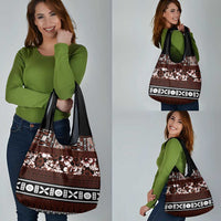 Bula Fiji Grocery Bag Fijian Tapa Masi With Hibiscus Flowers