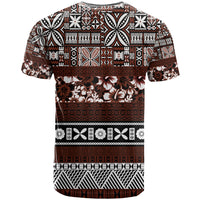 Bula Fiji T Shirt Fijian Tapa Masi With Hibiscus Flowers LT14 - Polynesian Pride