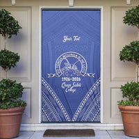 Queen Salote College 100 Years Personalized Door Cover Tonga QSC Heilala Lei Blue Ngatu Pattern LT14 Blue - Polynesian Pride