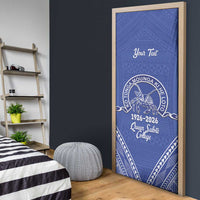 Queen Salote College 100 Years Personalized Door Cover Tonga QSC Heilala Lei Blue Ngatu Pattern LT14 - Polynesian Pride