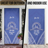 Queen Salote College 100 Years Personalized Door Cover Tonga QSC Heilala Lei Blue Ngatu Pattern LT14 - Polynesian Pride