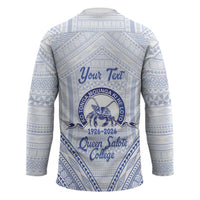 Queen Salote College 100 Years Personalized Hockey Jersey Tonga QSC Heilala Lei White Ngatu Pattern