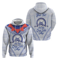 Queen Salote College 100 Years Personalized Hoodie Tonga QSC Heilala Lei White Ngatu Pattern LT14 - Polynesian Pride