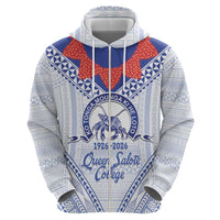 Queen Salote College 100 Years Personalized Hoodie Tonga QSC Heilala Lei White Ngatu Pattern LT14 - Polynesian Pride