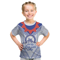 Queen Salote College 100 Years Personalized Kid T Shirt Tonga QSC Heilala Lei White Ngatu Pattern LT14 White - Polynesian Pride