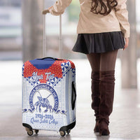 Queen Salote College 100 Years Personalized Luggage Cover Tonga QSC Heilala Lei White Ngatu Pattern LT14 - Polynesian Pride